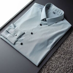 vertical stripe wrinkle free cotton shirt