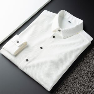 white vertical stripe non ironing shirt